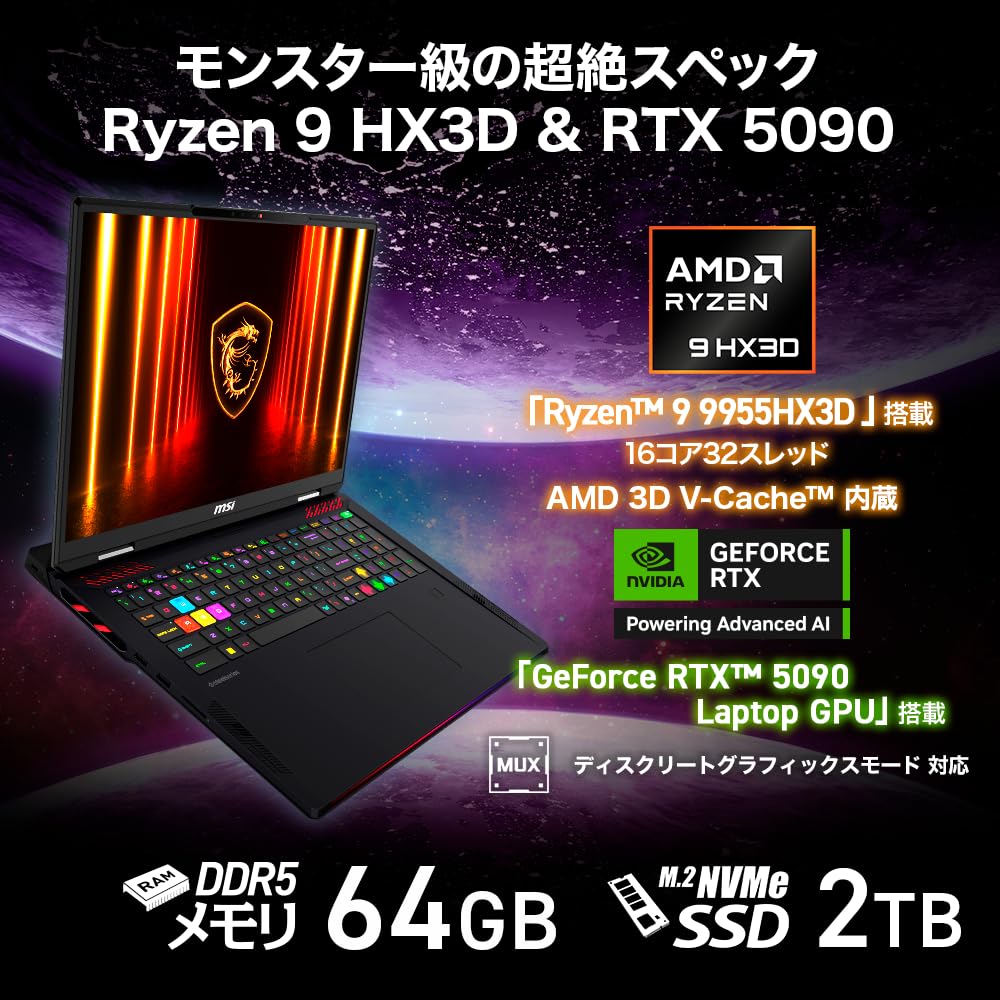 Amazon.co.jp: MSI ゲーミングノートPC Raider A18 HX メモリ 64GB SSD
